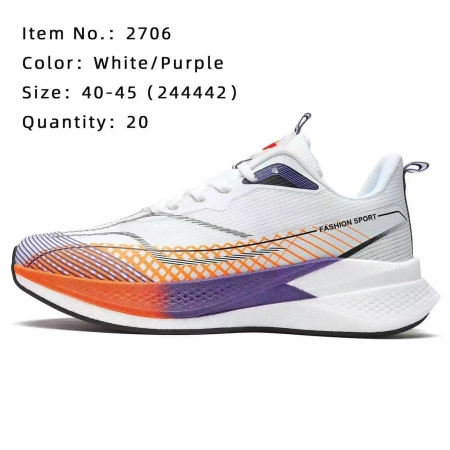 White, purple and orange gradient sports shoes, breathable, lightweight and shock-absorbing men's and women's casual running shoes White, purple and orange gradient sports shoes, breathable, lightweight and shock-absorbing men's and women's casual running shoes